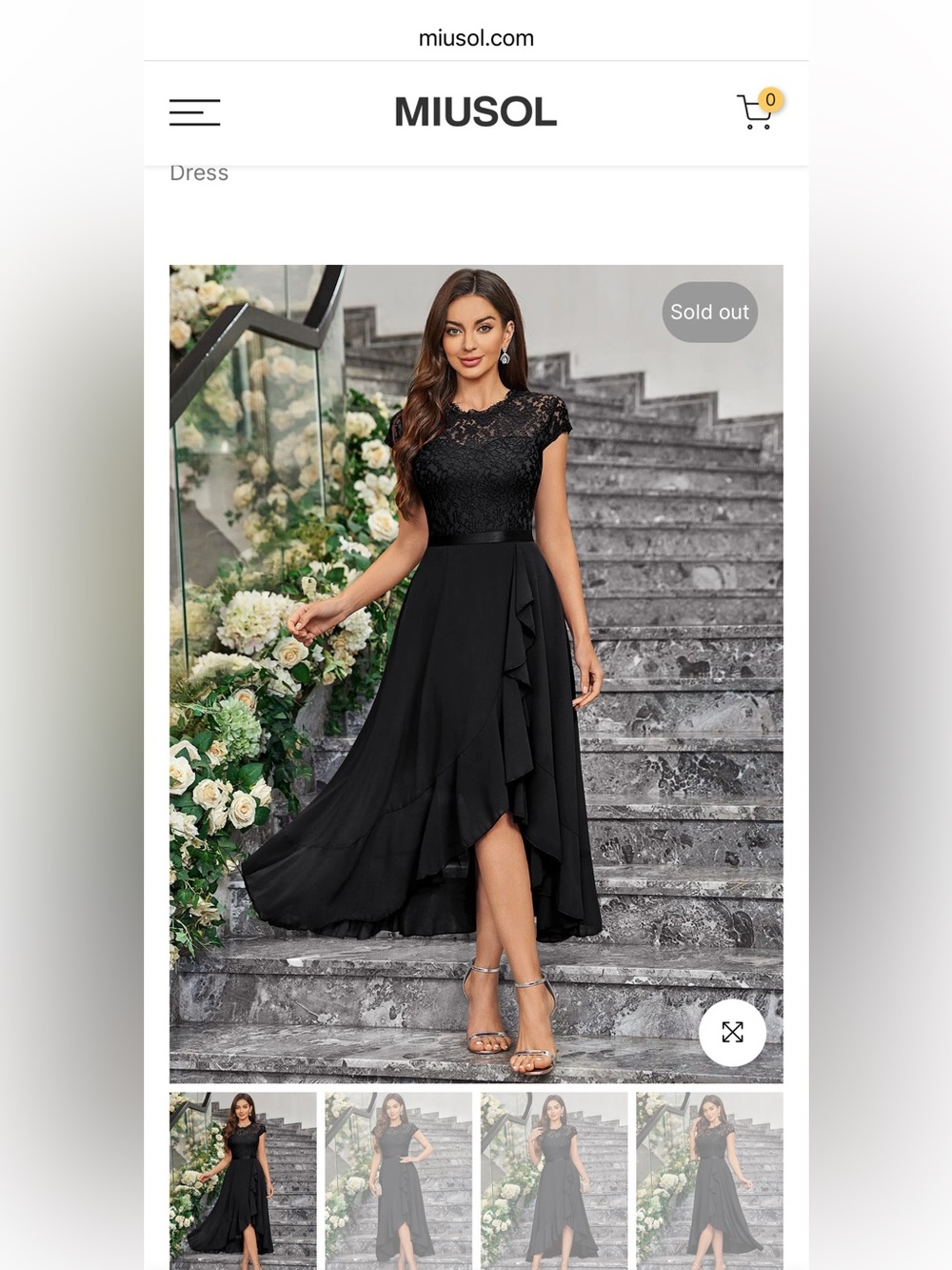 Miusol Black Lace High-Low Dress